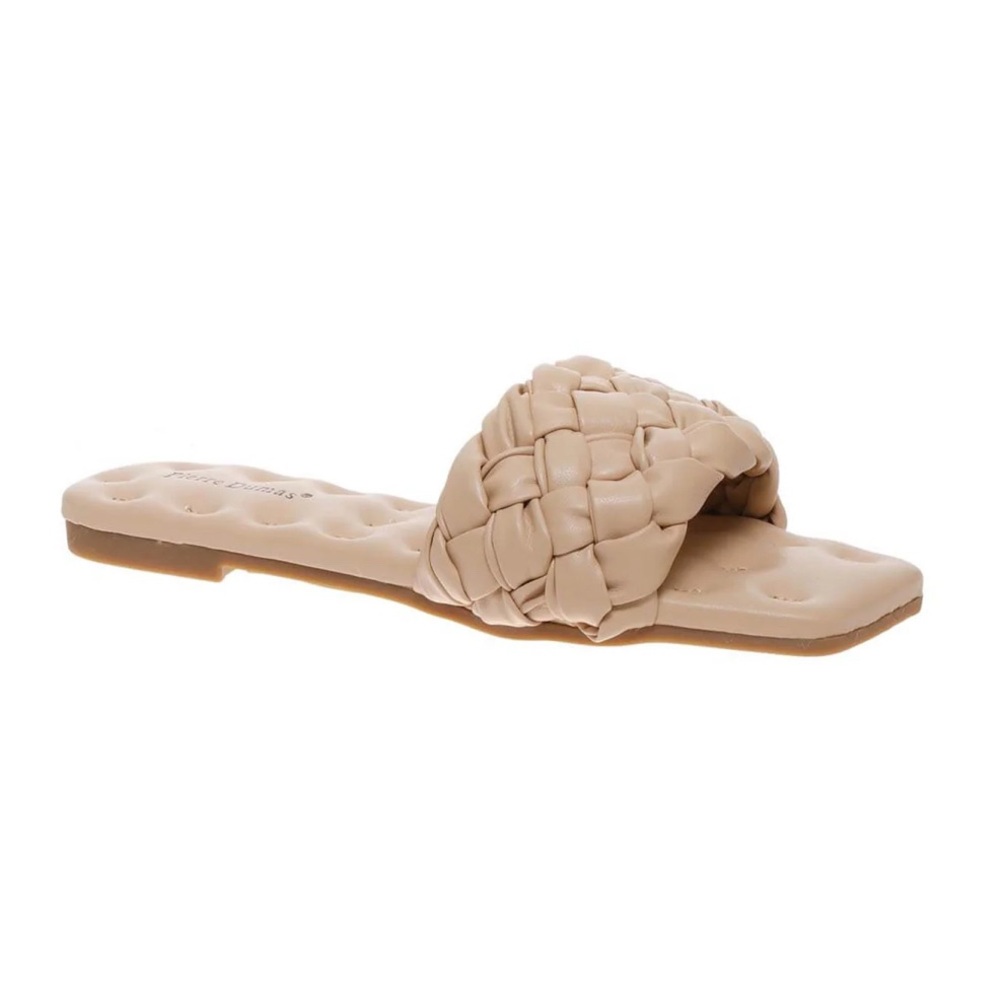 NIB Pierre Dumas Starling Braided Slide Sandals Nude Size 9